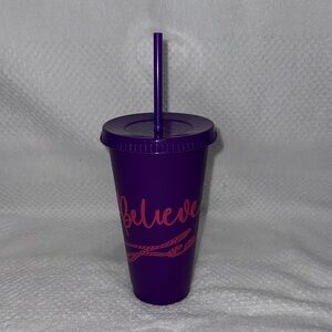 Custom Designed Purple Tumbler with Straw-New Without Tags